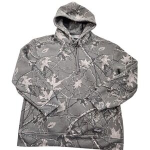 Brooklyn Cloth Hoodie Sweatshirt Mens Large Gray Camo Fleece Pullover Hunting